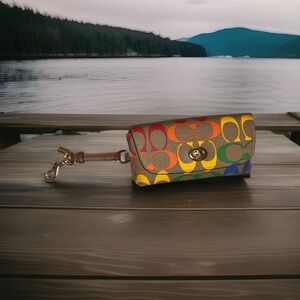Coach Turnlock Sunglass Case In Rainbow Signature Logo, Pride Collection 2022